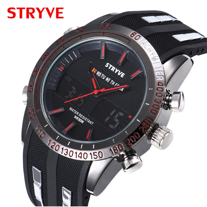 STRYVE S8005 Sport Dual Display Wristwatches Outdoor Quartz Digital Double Movement Watches Chronograph Alarm EL Light watches