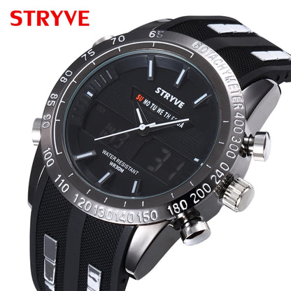 STRYVE S8005 Sport Dual Display Wristwatches Outdoor Quartz Digital Double Movement Watches Chronograph Alarm EL Light watches