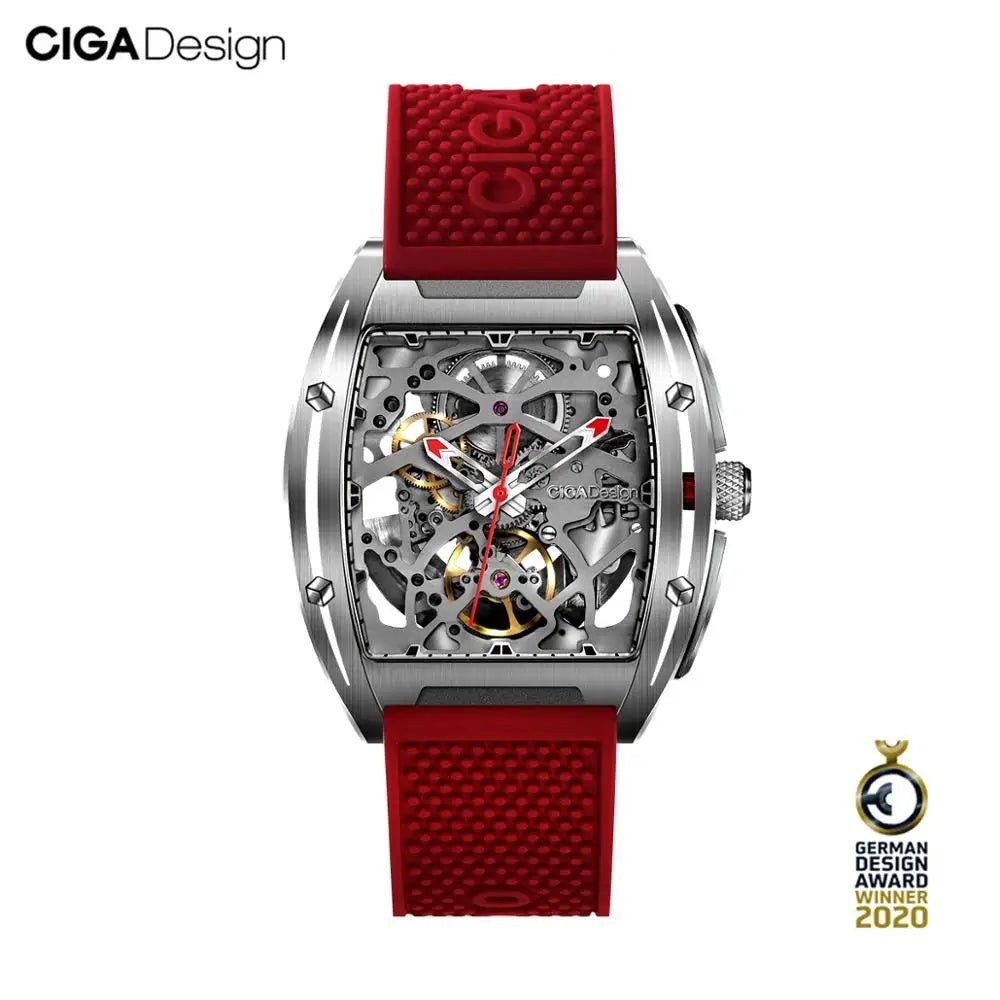 CIGA Design Z Series Men's Watch: Skeleton with Steel Case & Two Straps.