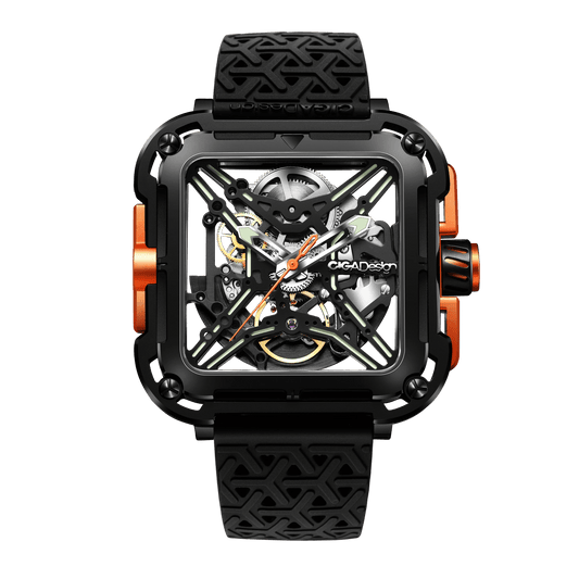 CIGA Design X Series Men's Watch: Automatic Skeleton with Silver Case & Sapphire Crystal.