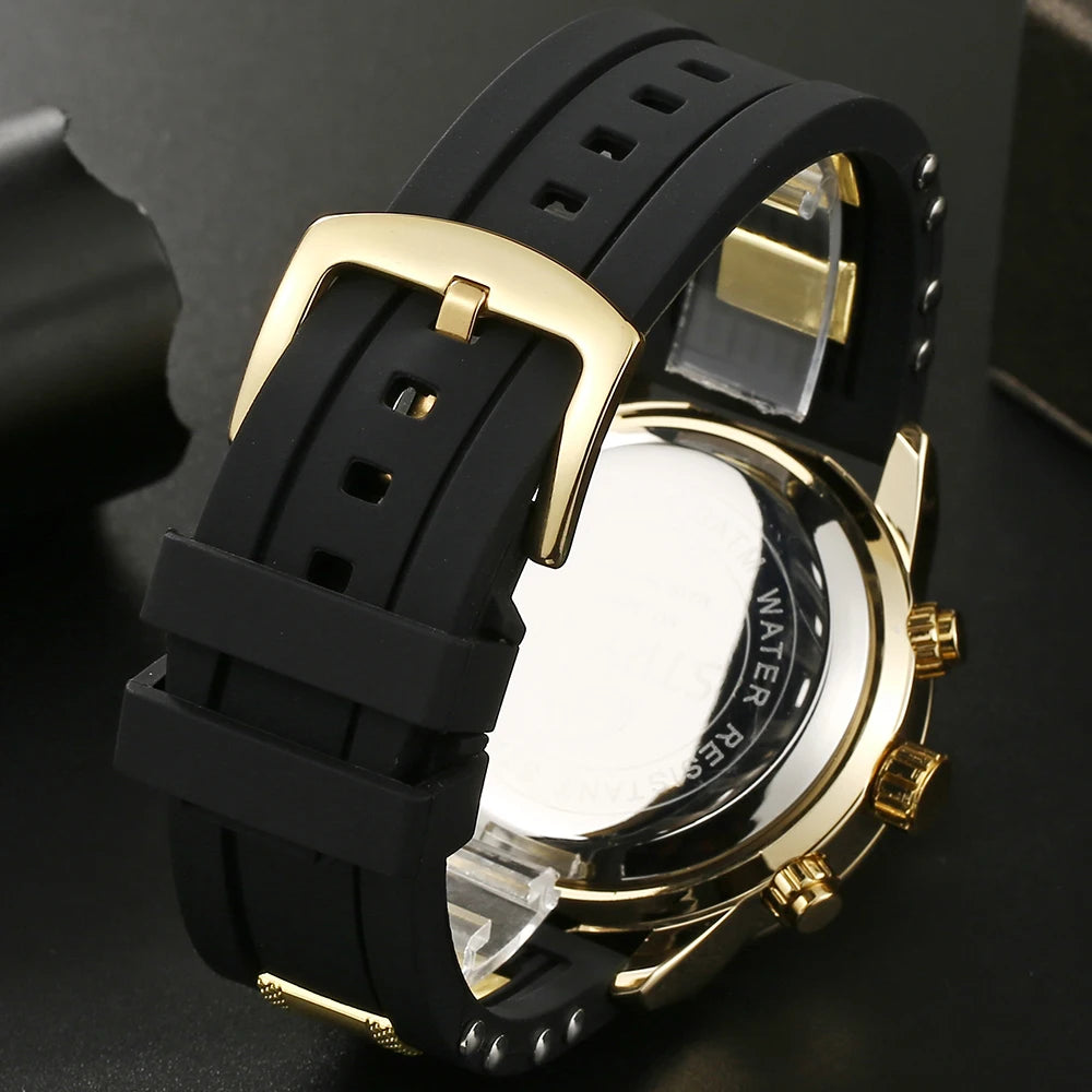 STRYVE 8021 Brand Men Sports Wrist Watches Military Rubber&Metal Belt Waterproof Date Week Electronic Clock Digital Quartz Watch