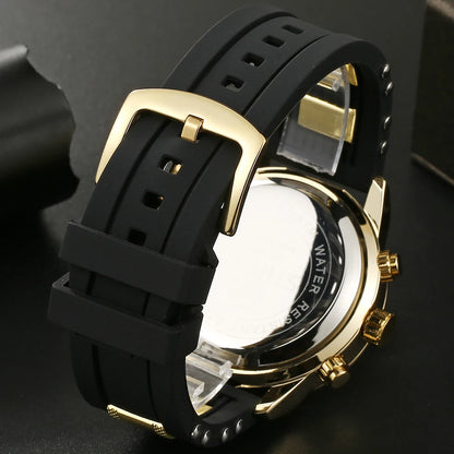 STRYVE 8021 Brand Men Sports Wrist Watches Military Rubber&Metal Belt Waterproof Date Week Electronic Clock Digital Quartz Watch