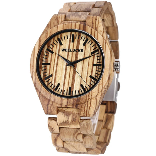 WEELUCKS Wooden Men's Watch Simple Style Wooden Strap Case Lightweight and Comfortable to Wear Fashionable Men's Sports Watch