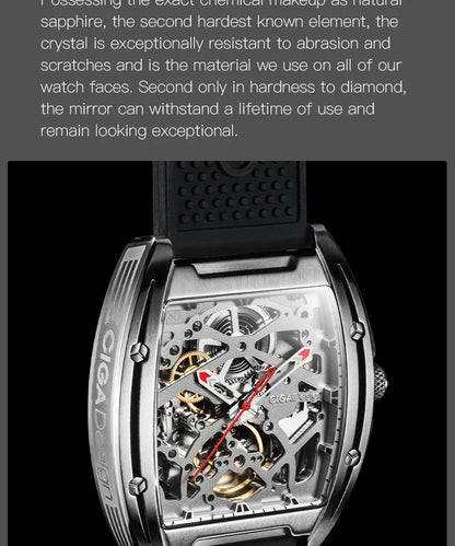 CIGA Design Z Series Men's Watch: Skeleton with Steel Case & Two Straps.