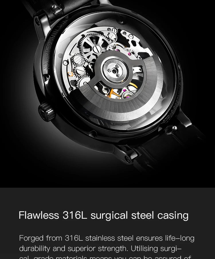 CIGA Design Men's Watch: Automatic Skeleton with Steel Case & Sapphire Crystal.