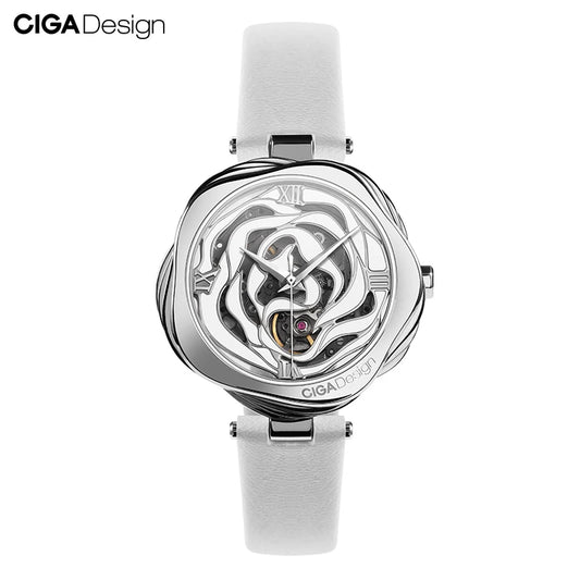 CIGA Design Women's Watch: Denmark Rose Skeleton with Mechanical/Quartz Movement.