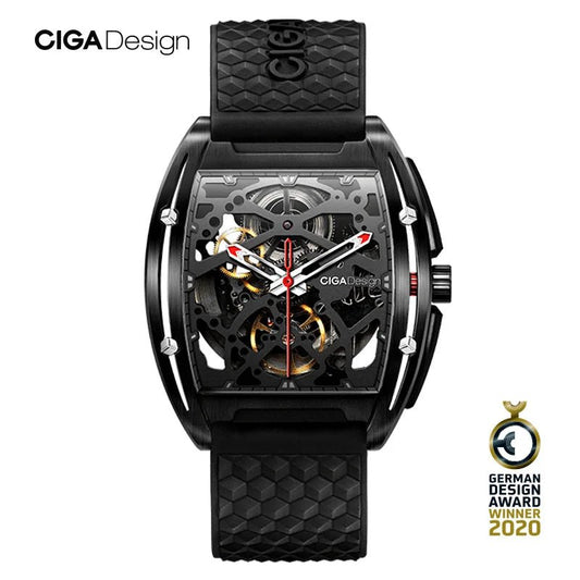CIGA Design Z Series Men's Watch: Black DLC Skeleton with Casual Design