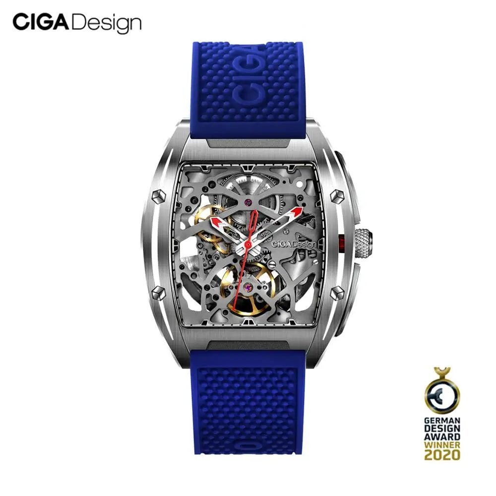 CIGA Design Z Series Men's Watch: Skeleton with Steel Case & Two Straps.