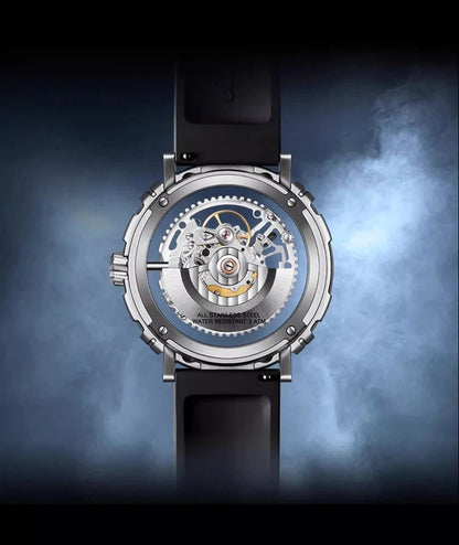 CIGA Design Men's Watch: 3-in-1 Titanium Skeleton with Fluororubber Strap.