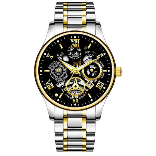 UTHAI L93 Men's Watch: Trendy Roman Hollow Quartz with Waterproof Design