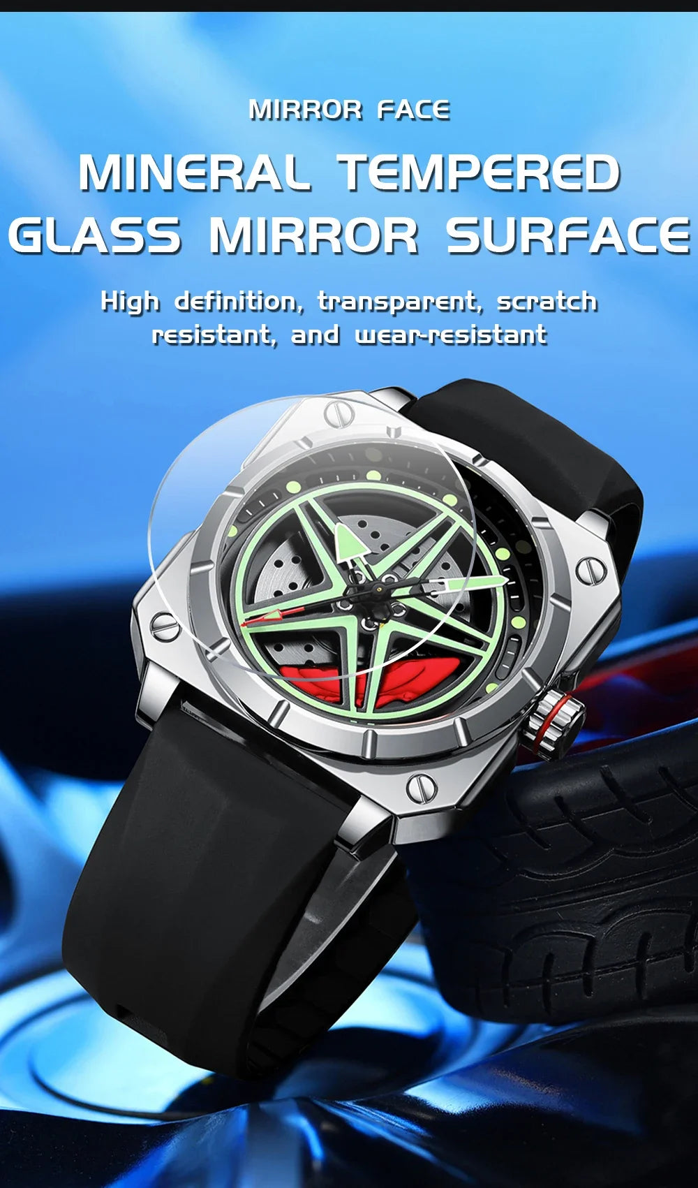OFNS brand 8017 new fashionable and trendy men's quartz watch silicone square pentagram men's and women's wristwatch