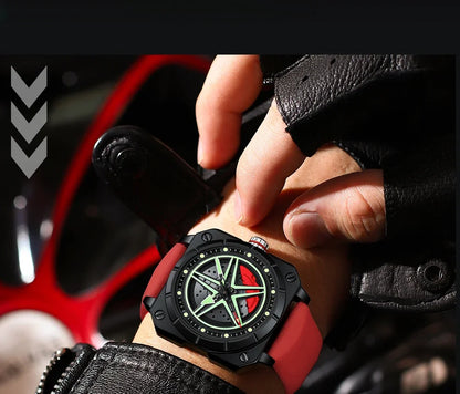 OFNS brand 8017 new fashionable and trendy men's quartz watch silicone square pentagram men's and women's wristwatch