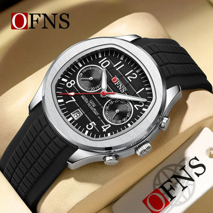 OFNS Brand 8020 New Men's Quartz Watch with Double Eyes, Five Needle Calendar, Waterproof and Fashionable Men's Quartz Watch
