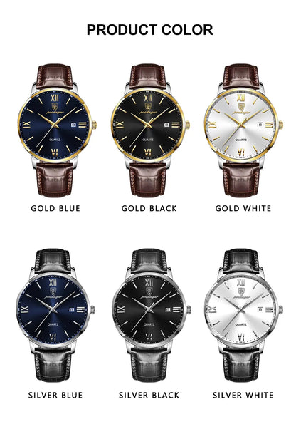 POEDAGAR Men's Watches Top Brand Luxury Men Wrist Watch Leather Quartz Watch Sports Waterproof Male Clock Business Watch +Box
