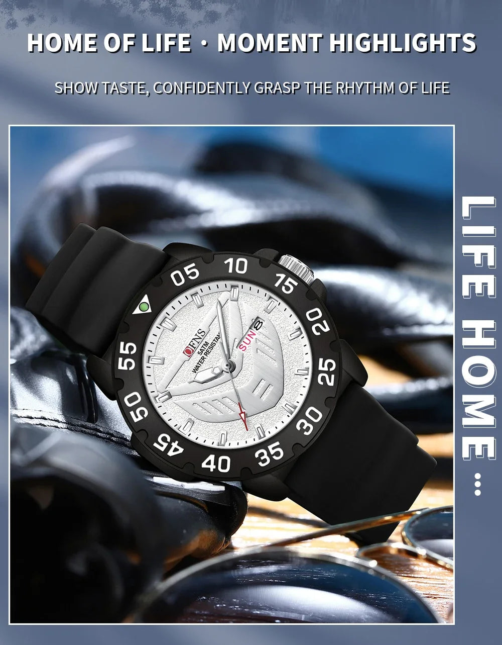 OFNS Brand 1308 New Top Luxury Fashion Men's Watch Night Glow Waterproof Calendar Quartz Watch Suitable for Men's Watch
