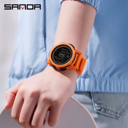 SANDA Brand Men Watches Sports Passometer Calories 50M Waterproof LED Digital Watch Military Wristwatch Electron Men's Watch2189