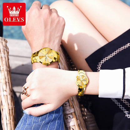 ساعة OLEVS النسائية كوارتز رومبوس ميرور كوارتز أصلية للنساء مقاومة للماء ومضيئة من الفولاذ المقاوم للصدأ مع تاريخ الأسبوع