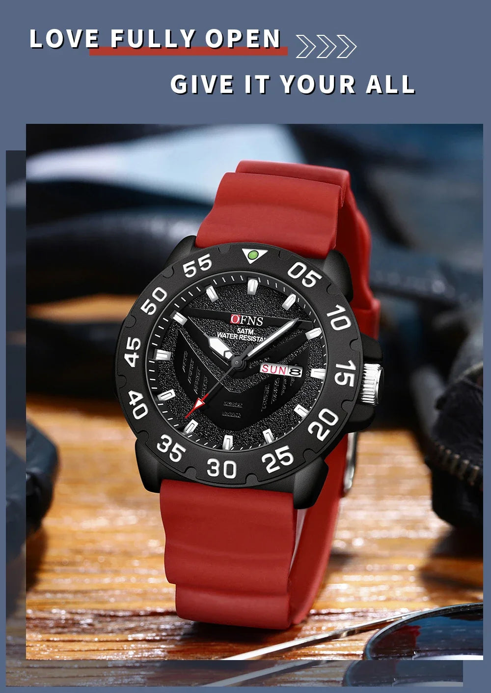 OFNS Brand 1308 New Top Luxury Fashion Men's Watch Night Glow Waterproof Calendar Quartz Watch Suitable for Men's Watch