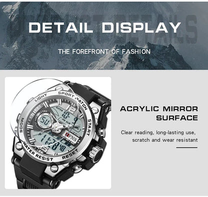 OFNS Top 6092 New Fashion Men's Sports Watch Military Waterproof Quartz Electronic LED Digital Men's Sports Quartz Watch 2024