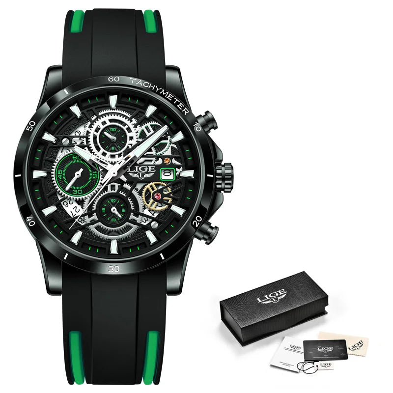 LIGE Men’s Sport Chronograph Watch - Fashion, Stainless Steel, Quartz, Luminous