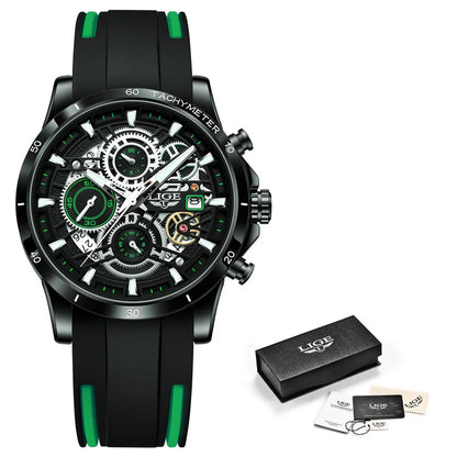 LIGE Men’s Sport Chronograph Watch - Fashion, Stainless Steel, Quartz, Luminous