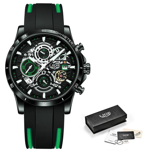 LIGE Men’s Sport Chronograph Watch - Fashion, Stainless Steel, Quartz, Luminous