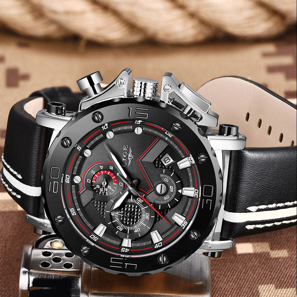 Relogio Masculino LIGE Fashion Men Watch Top Brand Luxury Sports Silicone Big Dial Quartz Wristwatch Chronograph Date Clock Male