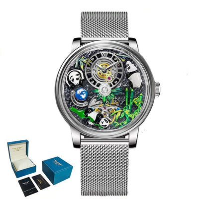 PINDU Men's Watch: Bamboo Panda Design with M2791B Movement