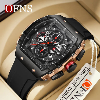 OFNS 5512 Nouvelle montre pour homme à succès Style seau à vin Mode Simple Décontracté Calendrier Montre à quartz étanche pour homme