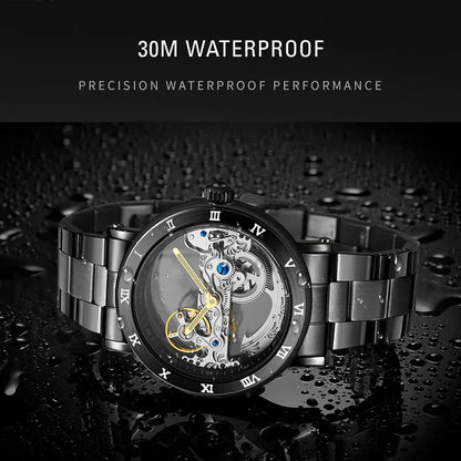 SKROX Hollow Skeleton Automatic Movement Man Watch Mechanical Waterproof Male Wrist Watches Original Top Brand Luxury Clockwork