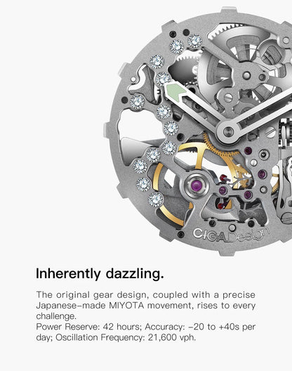 CIGA Design R Series Women's Watch: Crystal Love Skeleton with 3 Straps.