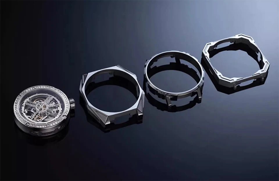 CIGA Design Men's Watch: 3-in-1 Titanium Skeleton with Fluororubber Strap.