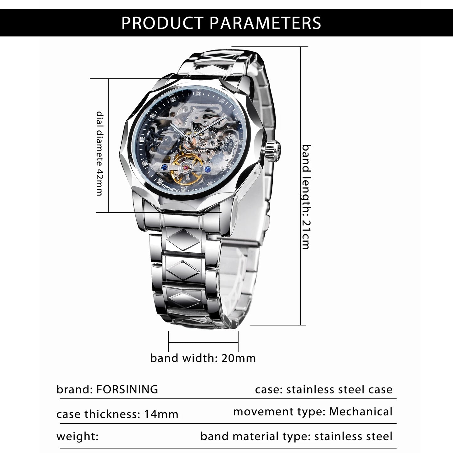 Forsining Skeleton Men's Mechanical Automatic Watch Tourbillion Hollow Design Waterproof Business Wristwatches Best Gift For Man