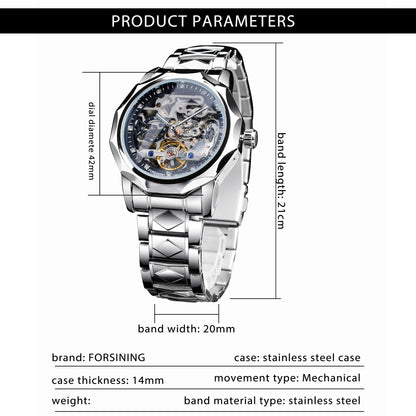 Forsining Skeleton Men's Mechanical Automatic Watch Tourbillion Hollow Design Waterproof Business Wristwatches Best Gift For Man