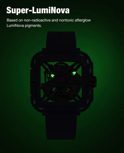 CIGA Design X Series Women's Watch: Pink Ceramic Skeleton with Soft Silicone Strap.