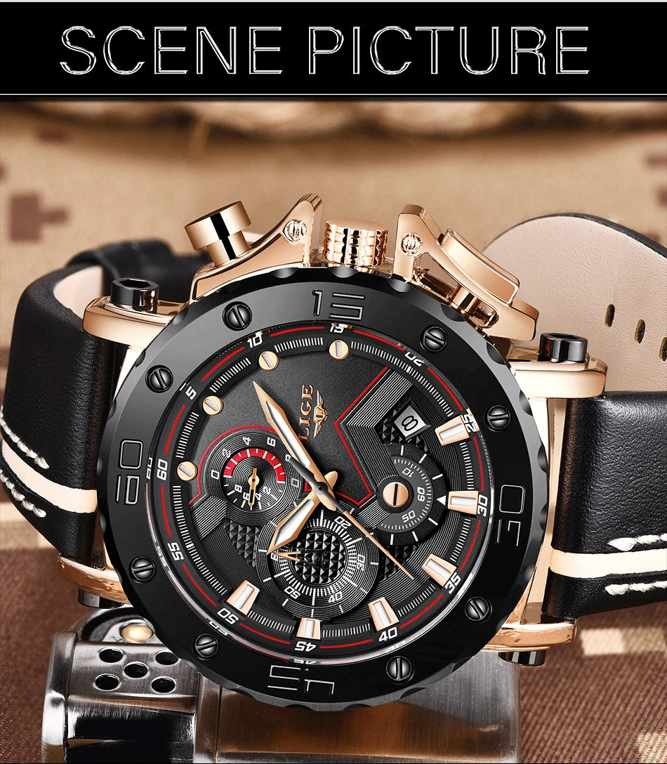 Relogio Masculino LIGE Fashion Men Watch Top Brand Luxury Sports Silicone Big Dial Quartz Wristwatch Chronograph Date Clock Male