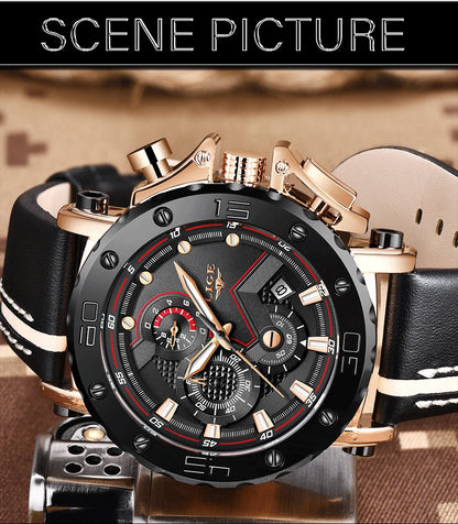 Relogio Masculino LIGE Fashion Men Watch Top Brand Luxury Sports Silicone Big Dial Quartz Wristwatch Chronograph Date Clock Male