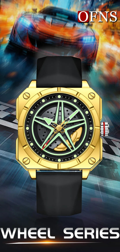 OFNS brand 8017 new fashionable and trendy men's quartz watch silicone square pentagram men's and women's wristwatch