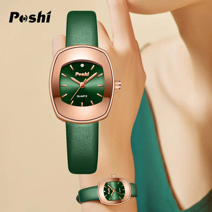 POSHI Original Quartz Watch for Women Fashion Casual Ladies Wristwatch Leather Strap Women's Watches Gift reloj para mujer