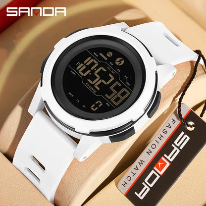 SANDA Brand Men Watches Sports Passometer Calories 50M Waterproof LED Digital Watch Military Wristwatch Electron Men's Watch2189