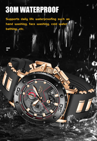 Relogio Masculino LIGE Fashion Men Watch Top Brand Luxury Sports Silicone Big Dial Quartz Wristwatch Chronograph Date Clock Male