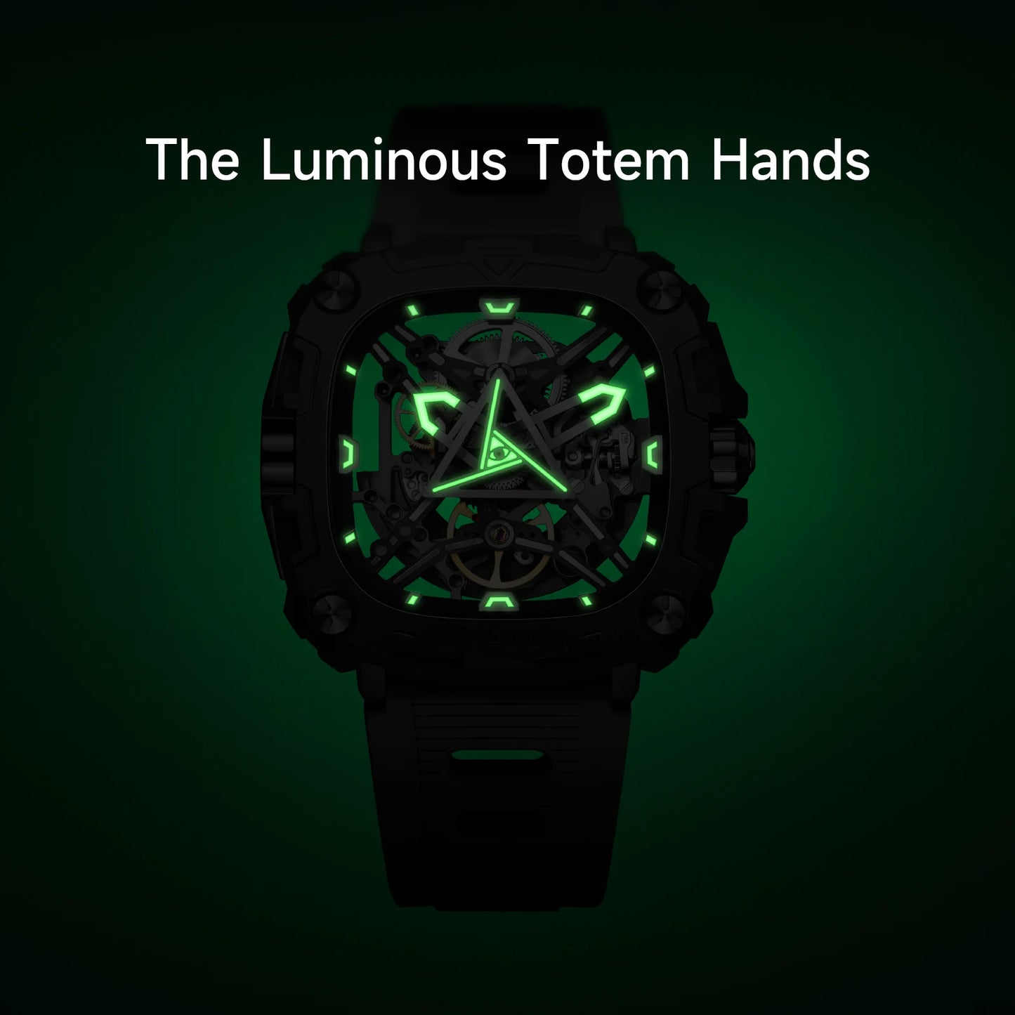 CIGA Design Series X Men's Watch: Eye of Horus Skeleton with Luminous Square Design.