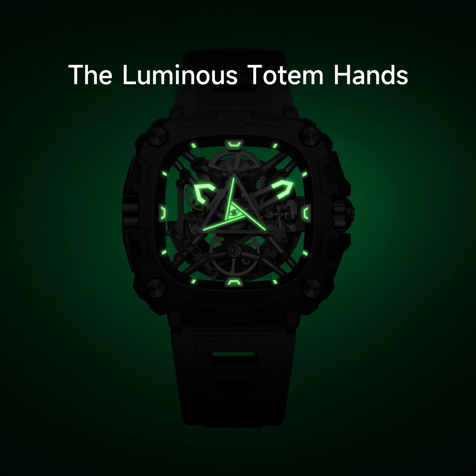 CIGA Design Series X Men's Watch: Eye of Horus Skeleton with Luminous Square Design.