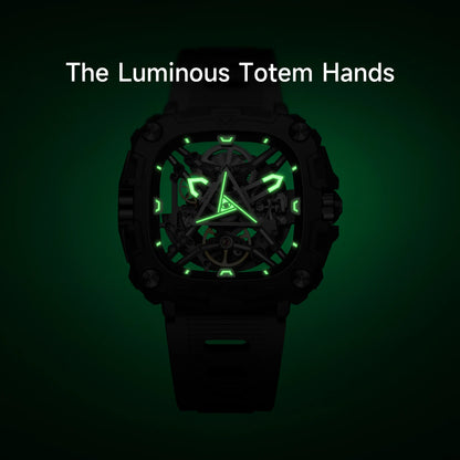 CIGA Design Series X Men's Watch: Eye of Horus Skeleton with Luminous Square Design.