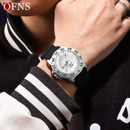 OFNS Brand 1308 New Top Luxury Fashion Men's Watch Night Glow Waterproof Calendar Quartz Watch Suitable for Men's Watch