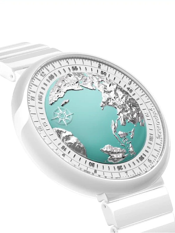 CIGA Design U Series Women's Watch: Blue Planet Ice Age Ceramic Strap.