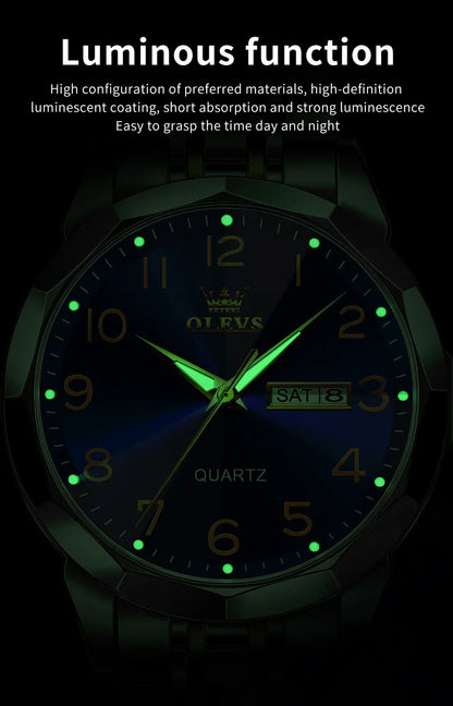 Montre classique pour homme OLEVS Montres-bracelets à quartz en acier inoxydable avec cadran numérique et date Montres analogiques à quartz classiques pour hommes