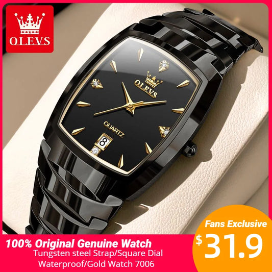 OLEVS Nouvelle Montre À Quartz Pour Hommes Bracelet En Acier Tungstène Montre-Bracelet De Luxe En Or Calendrier Horloge Montre-Bracelet À Quartz Originale Homme 7006