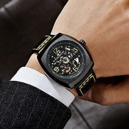 Skeleton Men Mechanical Watch Leather Strap Skeleton Tourbillon Male Automatic Wristwatch Waterproof Clock Relogio Masculino