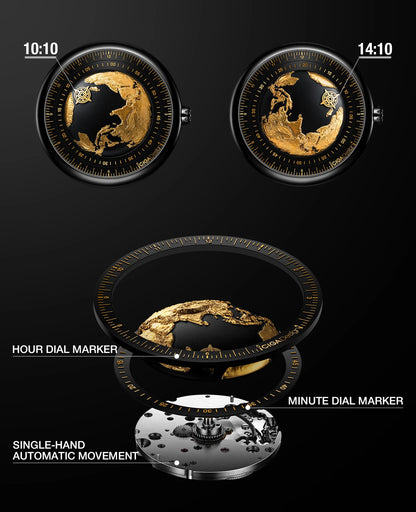 CIGA Design U Series Blue Planet Men's Watch: Luxury Automatic with Gilding & Ceramic.